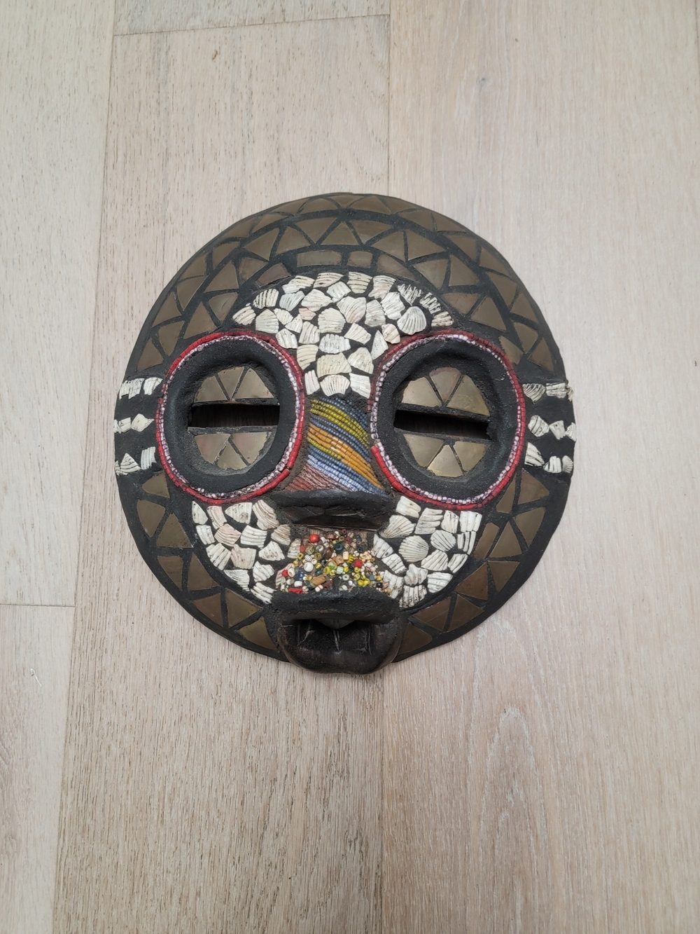 Handcrafted Tribal Decorative Mask in Black and White